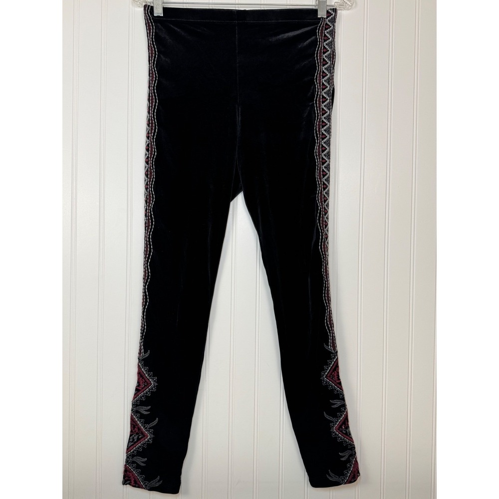 Johnny Was Workshop Leggings Blair Womens S Black Velvet Embroidered Boho